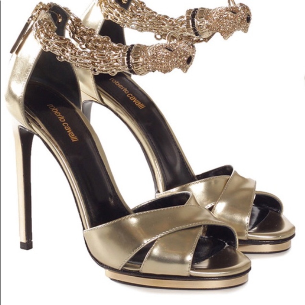 Roberto Cavalli women leather sandal in size 39